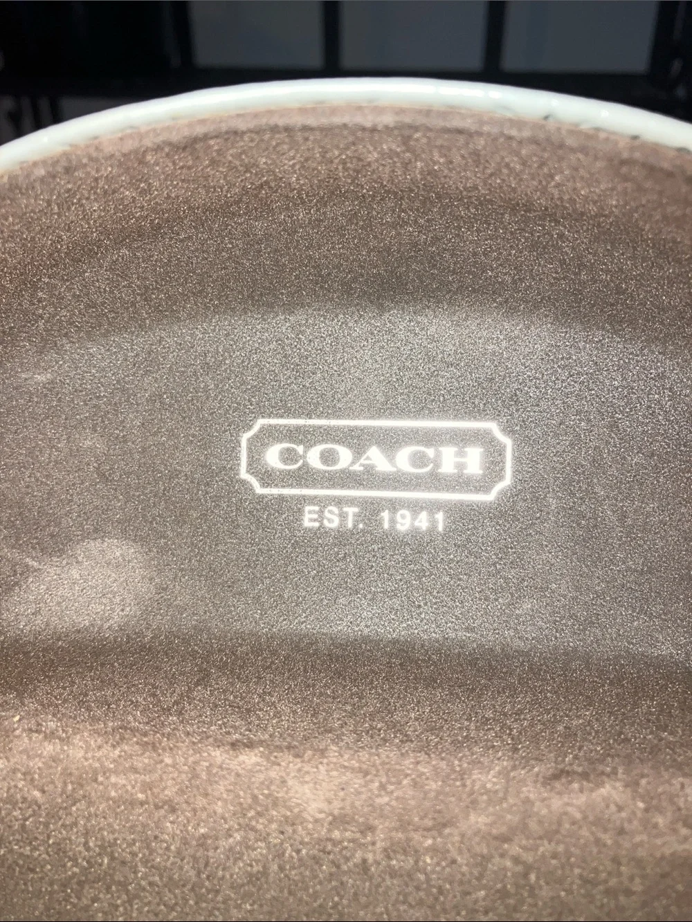 Coach Signature C White Embossed Hard Shell Clamshell Glasses Case